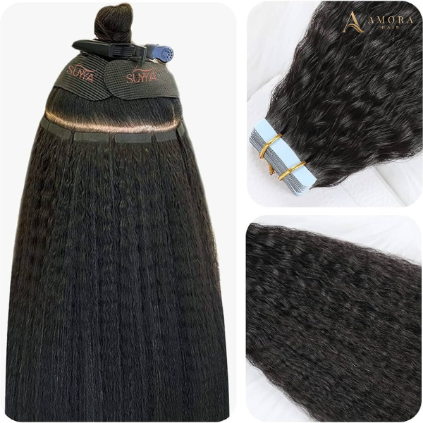 Kinky Straight Normal Tape-In Hair Extensions